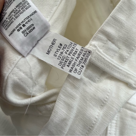 Mother denim patch pocket private ankle fray cutoff raw hem white wide jeans 26 - Picture 6 of 11